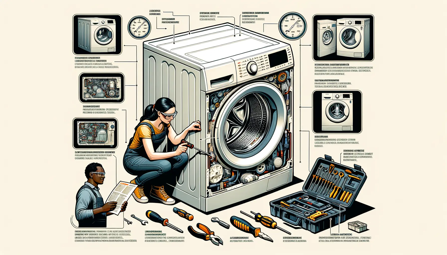 make me a graphic of washing machine maintenance. 